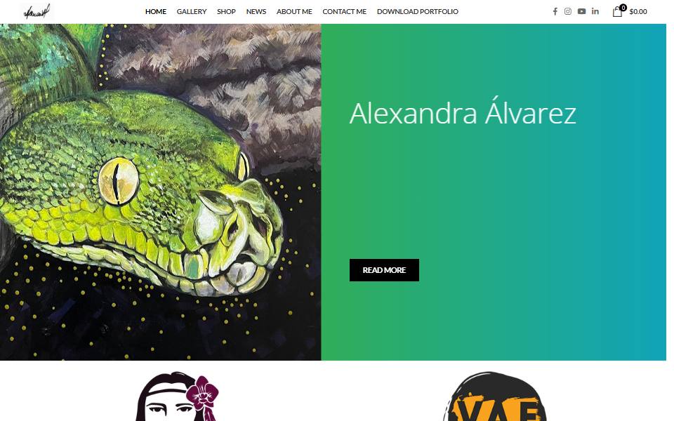 Captura del sitio de Alexandra Alvarez